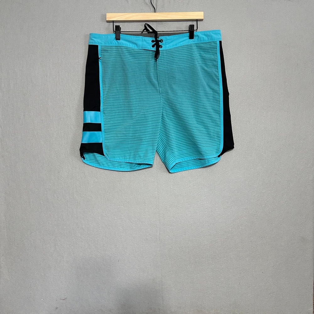 Hurley Phantom Board Shorts Mens 36 Turquoise Black Striped Swim Trunks